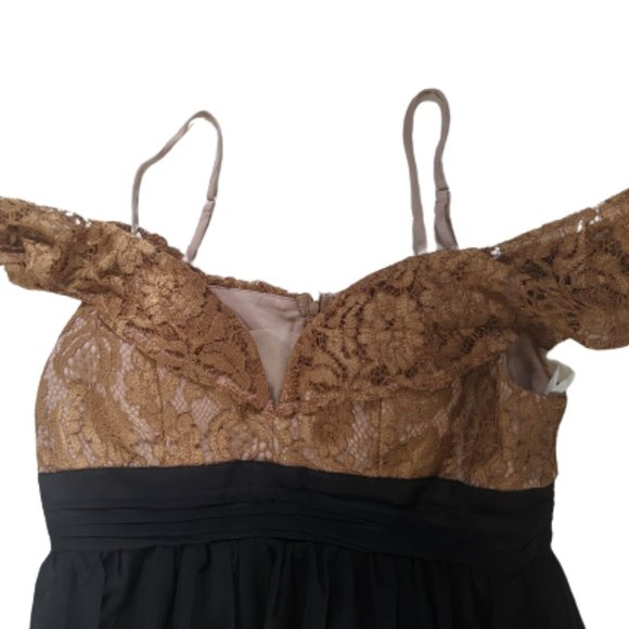 Black  Metallic Gold Max Full Lenght Empire Waist Dress XL New NWOT - Picture 9 of 10